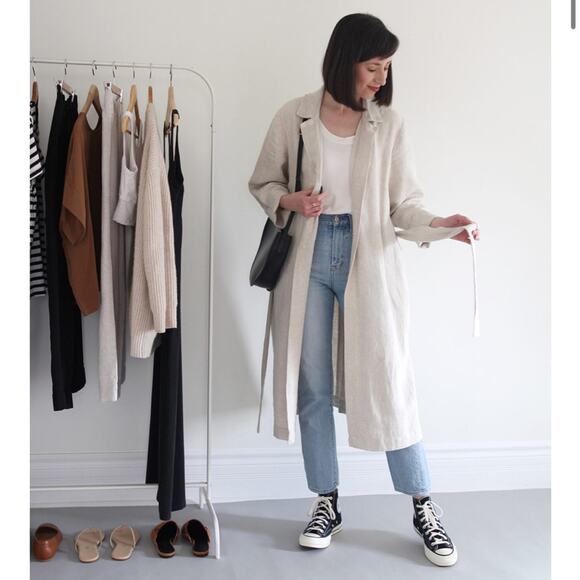 Only Child Fern Trench in Linen oatmeal neutral natural linen coat spring summer - Picture 14 of 14